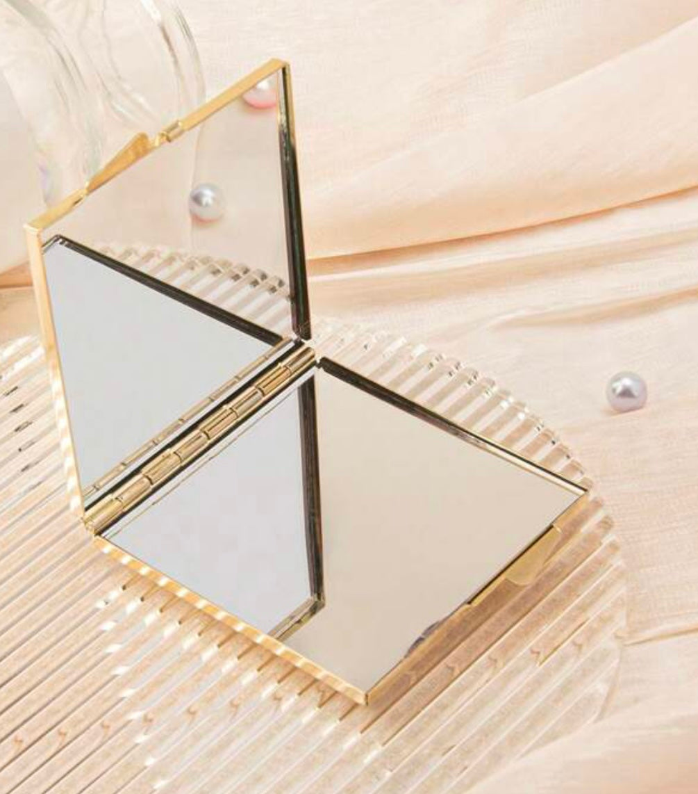 Gold metal mirror compact